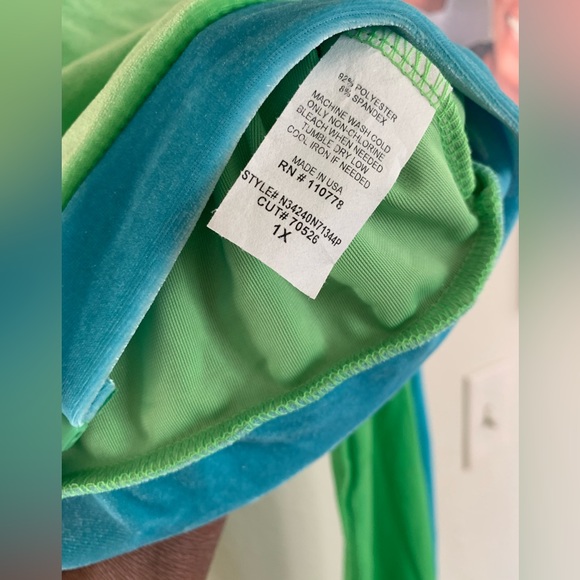 Lime & baby blue velour crop top & track pants hoodie set•new without tag• - Picture 8 of 13